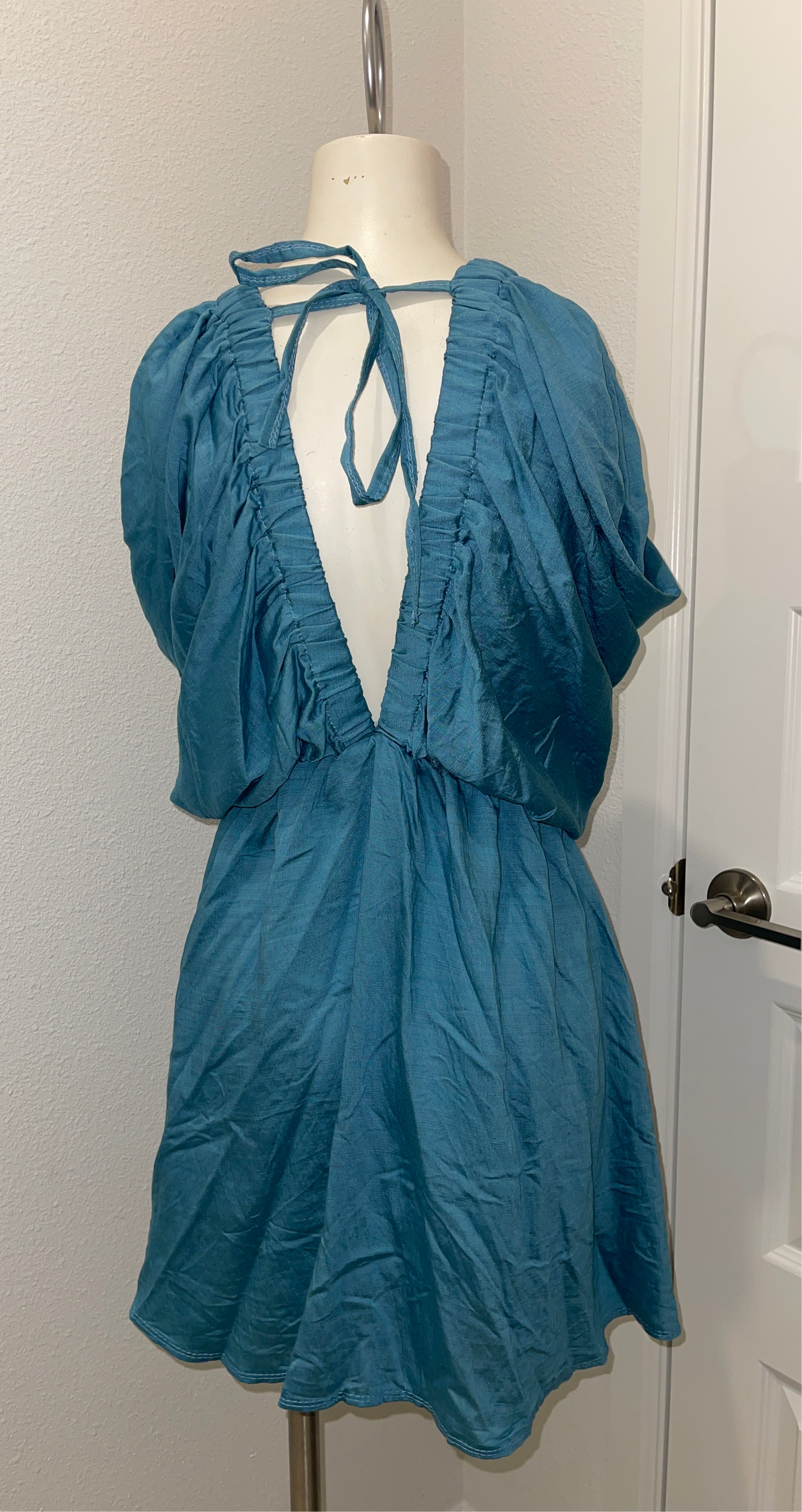 PLUNGE NECK MINI BOHO DRESS