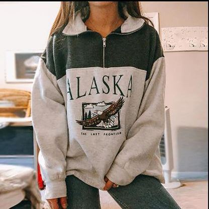 Printed Long-Sleeved Blouse Sweater for Women