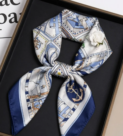 Nautical Bandana Scarf - Stylish Silk Square Scarf (Single)