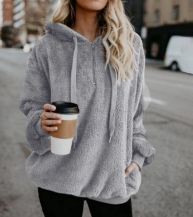 Double-Faced Fleece Hooded Sweater for Women
