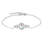 S925 Silver Bracelet with Oval Moonstone