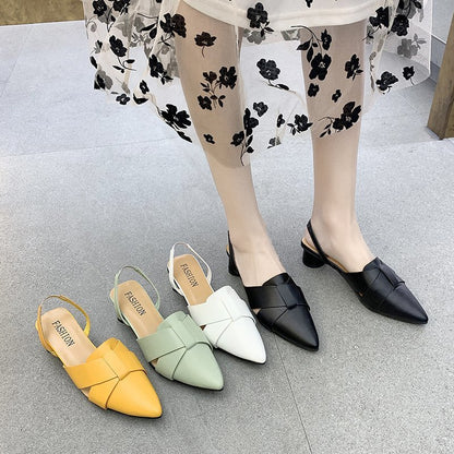 Stylish Chunky Heeled Pointed-Toe Women's Shoes