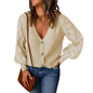 Solid Color Rhombus Puff Sleeve Knit Sweater Coat