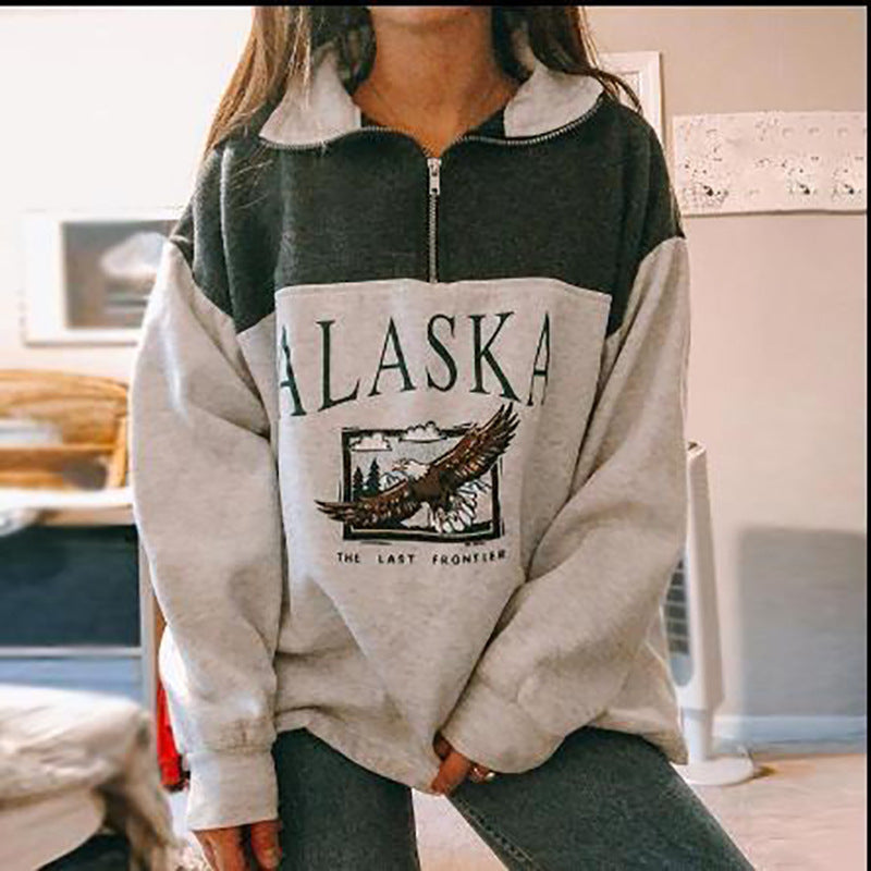 Printed Long-Sleeved Blouse Sweater for Women