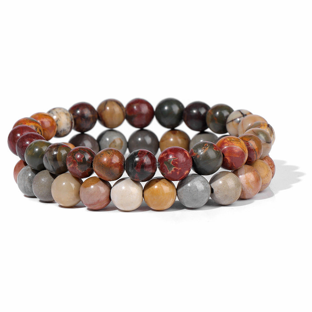 Men's Retro 8mm Natural Stone Bead Bracelet