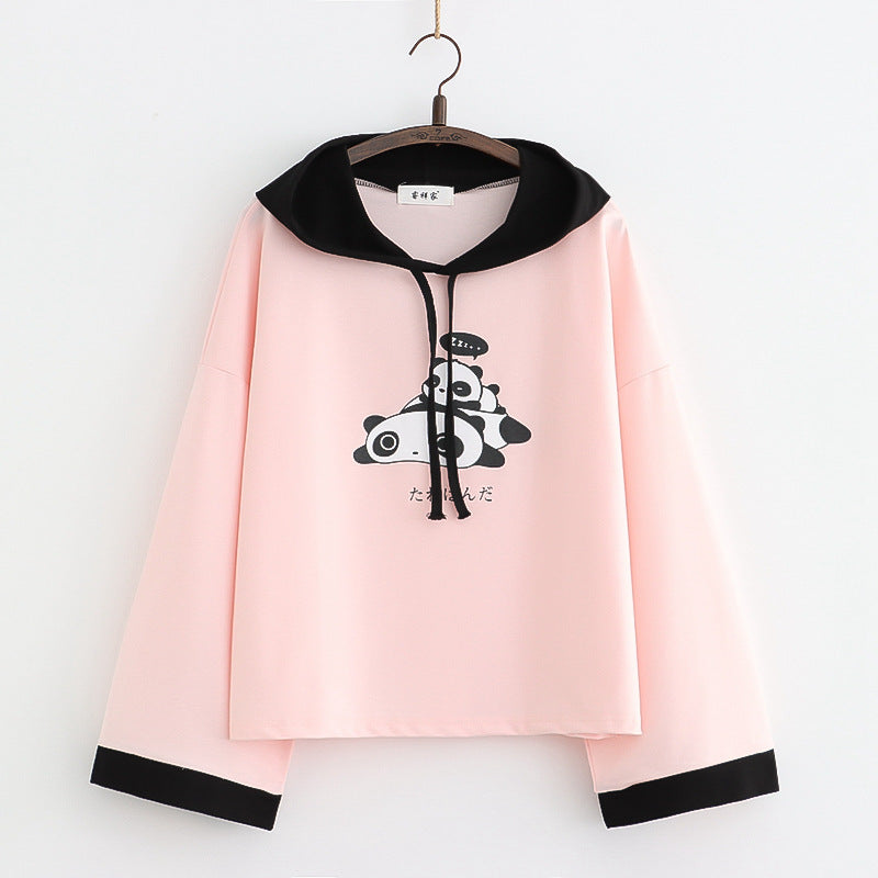 Vintage College Style Hooded Sweater for Women