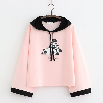 Vintage College Style Hooded Sweater for Women