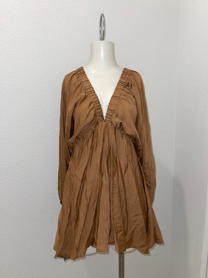 PLUNGE NECK MINI BOHO DRESS