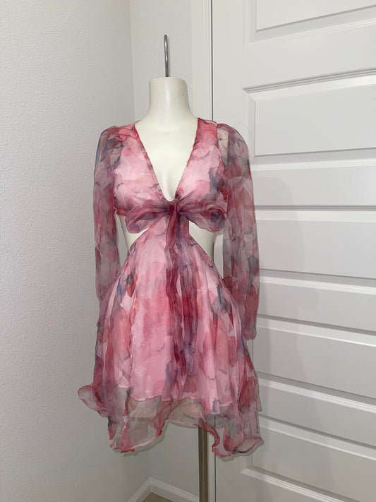 Tie-front Chiffon Top and Skirt Set
