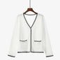 Plus Size Women's Knitted Cardigan - Retro Style Top