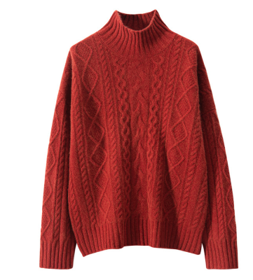 Vintage Red Turtleneck Sweater for Women