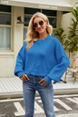 Women Loose Cropped Pullover Round Neck Sweater