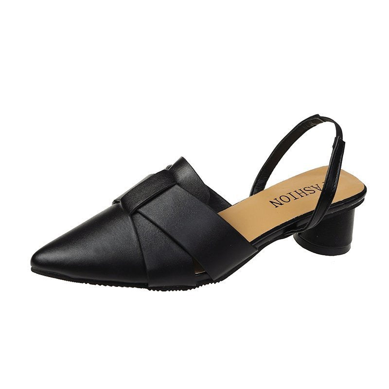 Stylish Chunky Heeled Pointed-Toe Women's Shoes