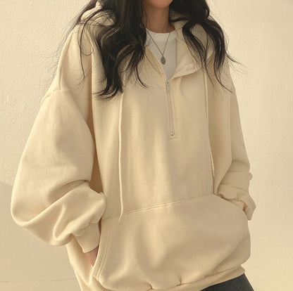Fleece-lined Hooded Pullover Sweater for Women