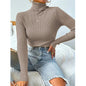 High Neck Knitted Pullover Sweater for Women