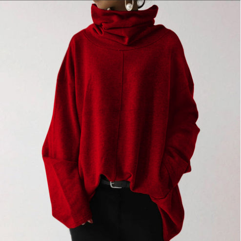 Loose High Neck Pullover Sweater for Women