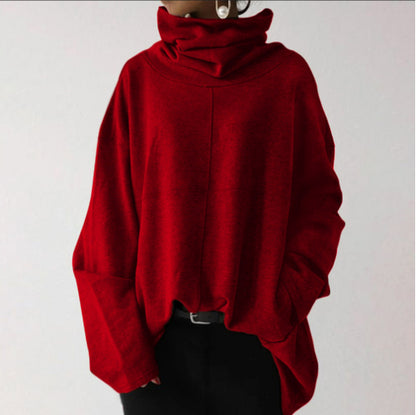 Loose High Neck Pullover Sweater for Women