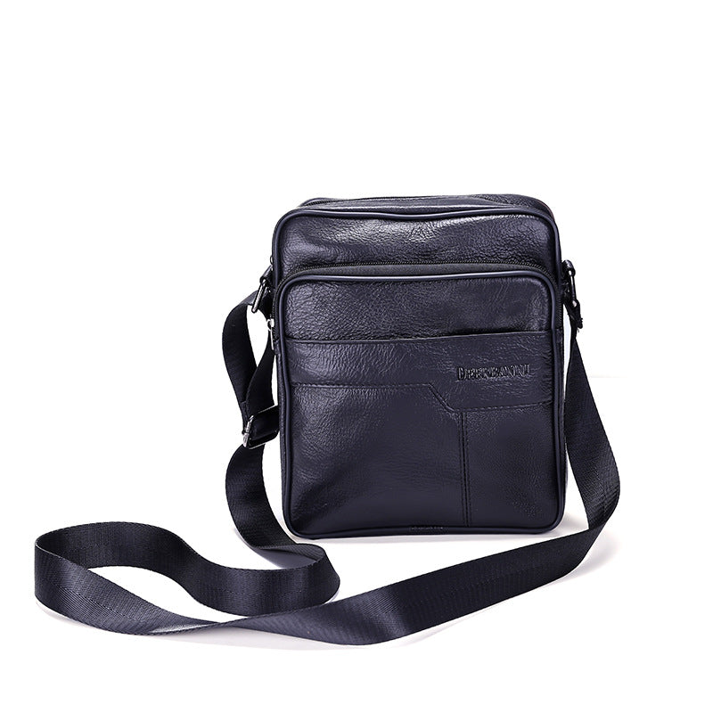 Leather Embossed Zipper Shoulder Satchel Bag for Men
