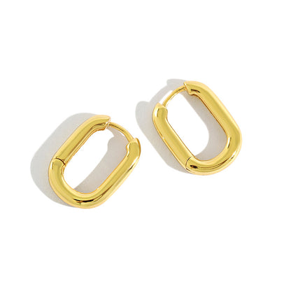 S925 Silver Vintage Geometric Oval Earrings