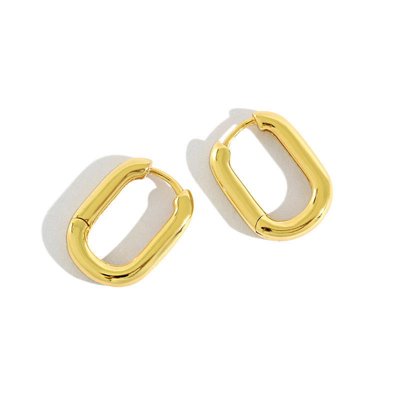 S925 Silver Vintage Geometric Oval Earrings