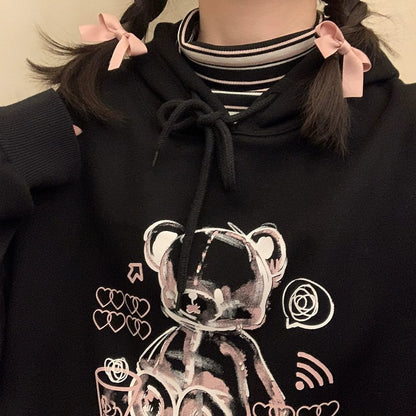 Cute Japanese Graffiti Plush Sweater for Women