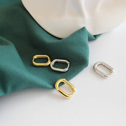 S925 Silver Vintage Geometric Oval Earrings