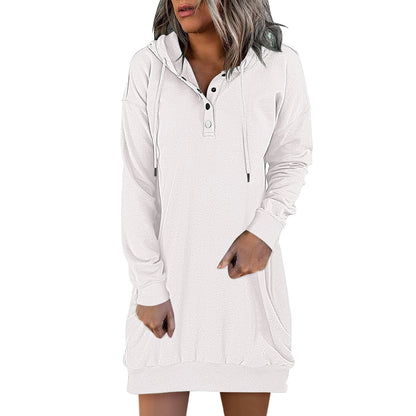 Solid Hooded Drawstring Sweater for Women