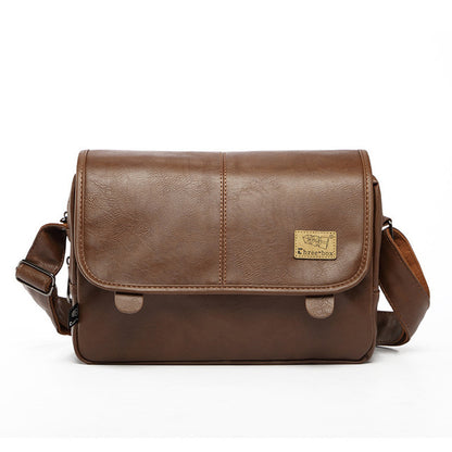 Retro Black Leather Satchel for Men - Casual Shoulder Bag