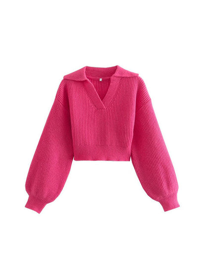 Retro Short Knitted Sweater for Women