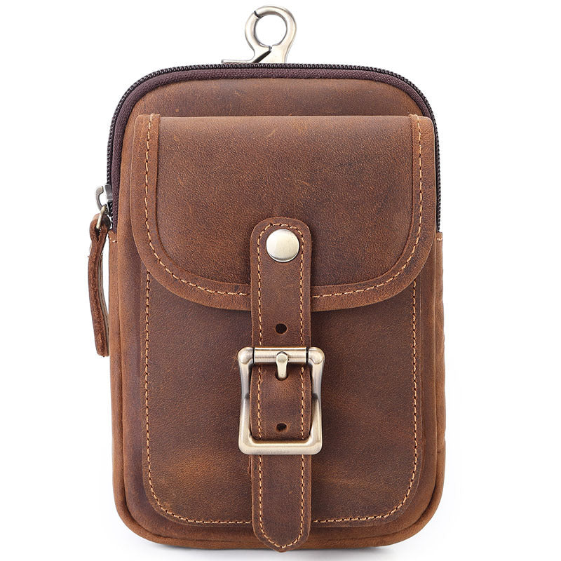 Vintage Leather Waist Bag for Men - Genuine Cowhide