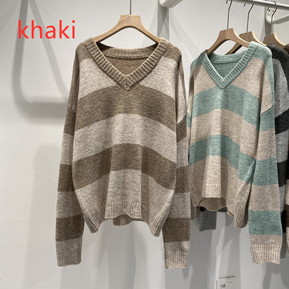Vintage Striped Pullover Sweater for Women