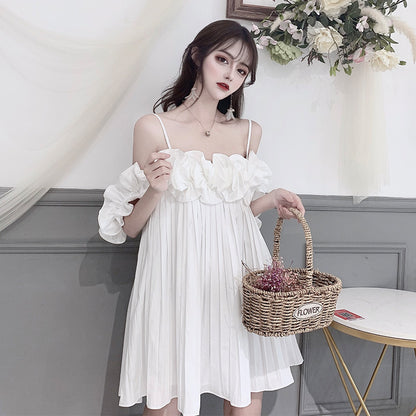 One-Shoulder Ruffled Lace Strap Dress