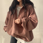 Fleece-lined Hooded Pullover Sweater for Women