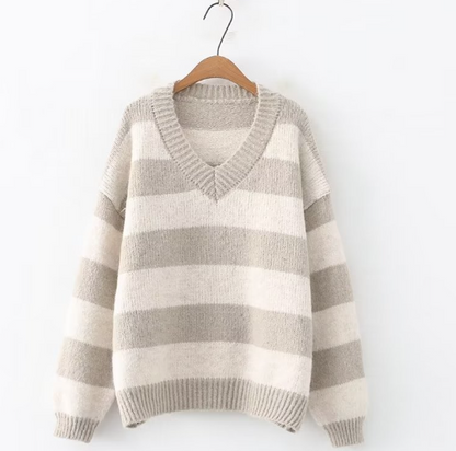 Vintage Striped Pullover Sweater for Women