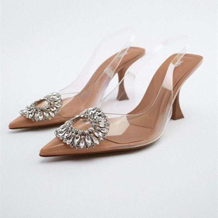 2023 Spring Women's Transparent Rhinestone Heels