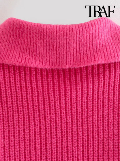 Retro Short Knitted Sweater for Women