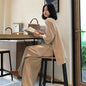 Women's Knit Set with Loose Sweater and Wide Leg Pants