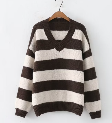 Vintage Striped Pullover Sweater for Women