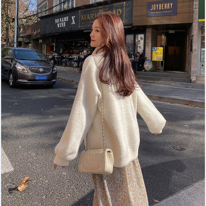 Loose Mink Fleece Sweater Coat for Women