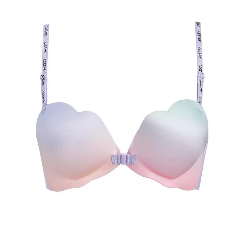 Seamless Push-Up Bra with Back Support and Color Block