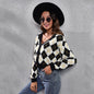 Retro Diamond Knit Cardigan Sweater for Women