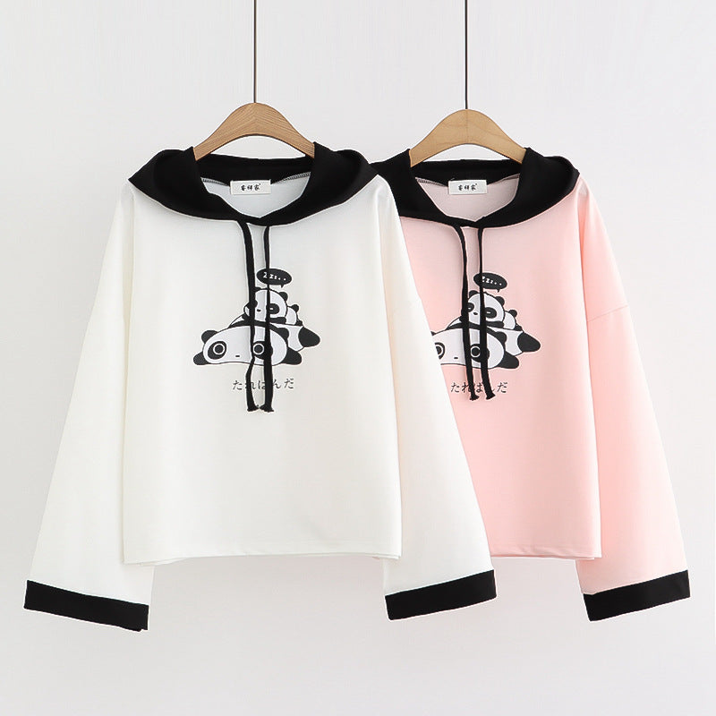 Vintage College Style Hooded Sweater for Women