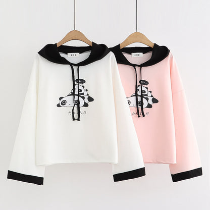 Vintage College Style Hooded Sweater for Women