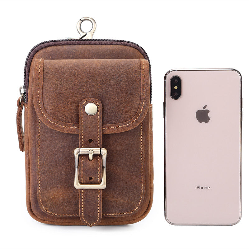Vintage Leather Waist Bag for Men - Genuine Cowhide