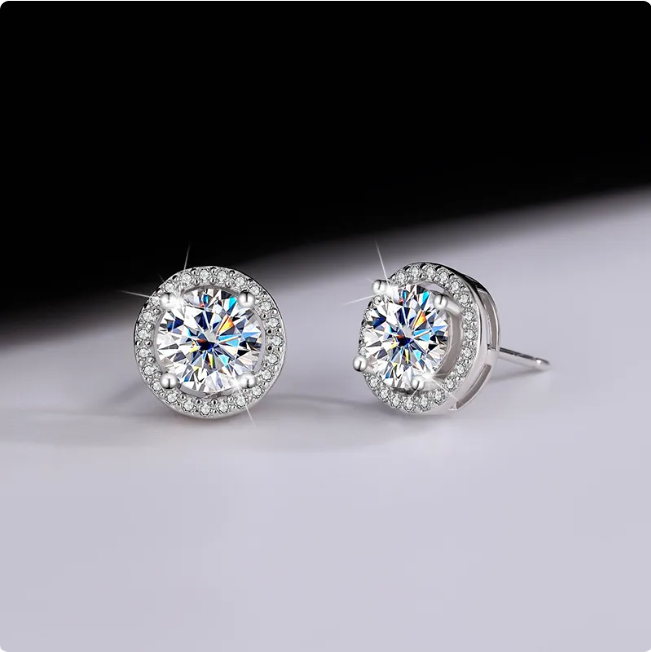 Moissanite Elegance S925 Sterling Silver Stud Earrings