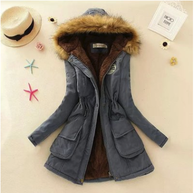 Thick Cotton Coat with Hood and Lamb Fleece Lining