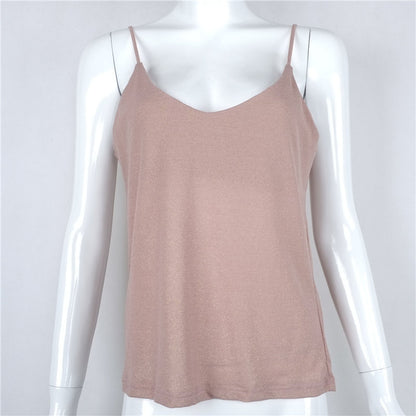 Gold Foil Sexy Loose V-Neck Camisole for Women
