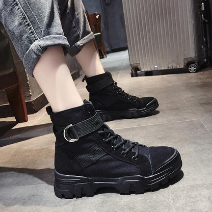 Women's Retro High-Top Martin Boots with Thick Sole