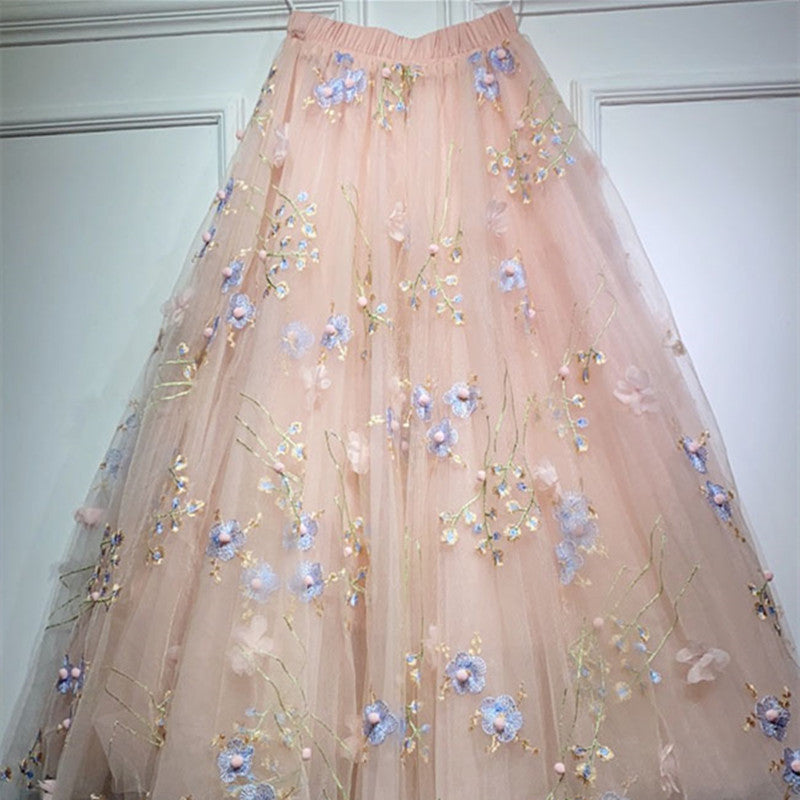 Three-Dimensional Embroidery Puffy Skirt for Women
