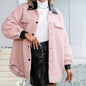 Plush PU Long Single Breasted Lapel Cardigan Coat